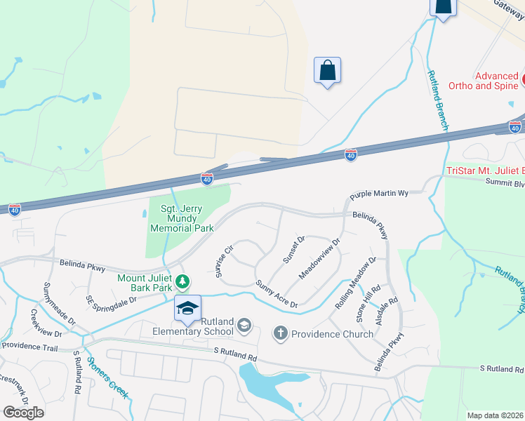 map of restaurants, bars, coffee shops, grocery stores, and more near 439 Belinda Parkway in Mt. Juliet