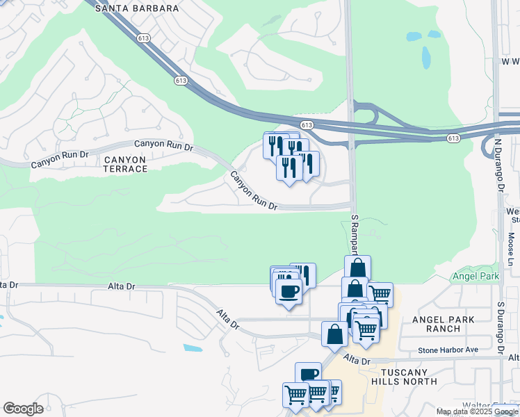 map of restaurants, bars, coffee shops, grocery stores, and more near 9121 Las Manaitas Avenue in Las Vegas