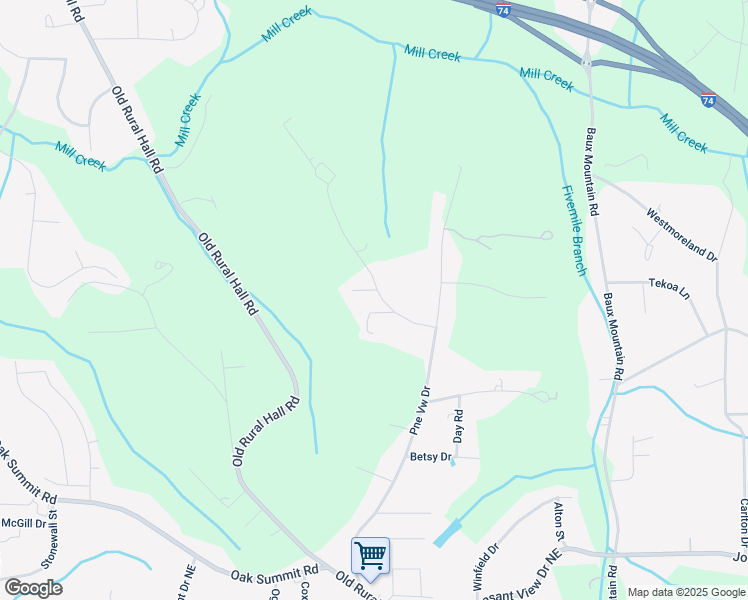 map of restaurants, bars, coffee shops, grocery stores, and more near 1012 Pacific Drive in Winston-Salem