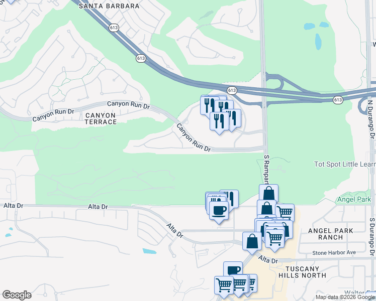 map of restaurants, bars, coffee shops, grocery stores, and more near 9129 Las Manaitas Avenue in Las Vegas