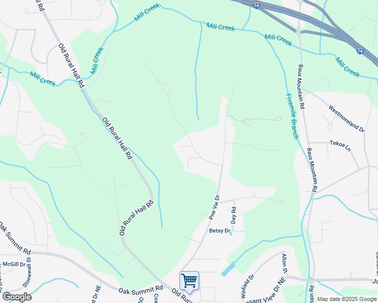 map of restaurants, bars, coffee shops, grocery stores, and more near 1012 Pacific Drive in Winston-Salem