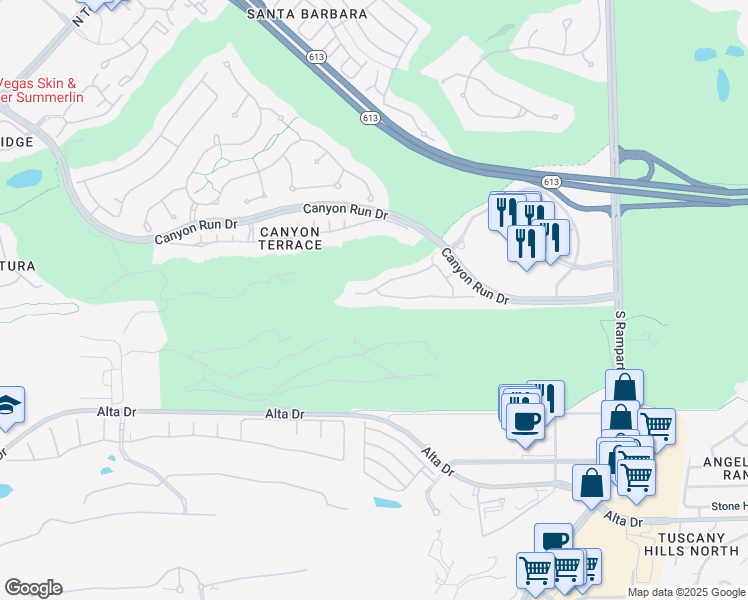 map of restaurants, bars, coffee shops, grocery stores, and more near 9215 Tesoras Drive in Las Vegas