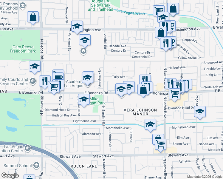 map of restaurants, bars, coffee shops, grocery stores, and more near None in Las Vegas