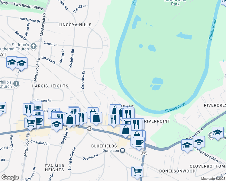 map of restaurants, bars, coffee shops, grocery stores, and more near 201 Cliffdale Road in Nashville