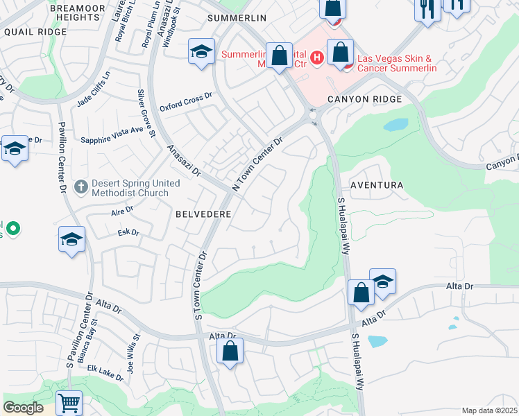 map of restaurants, bars, coffee shops, grocery stores, and more near 108 Anasazi Drive in Las Vegas