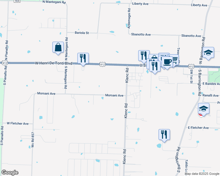 map of restaurants, bars, coffee shops, grocery stores, and more near 788 Morsani Avenue in Springdale