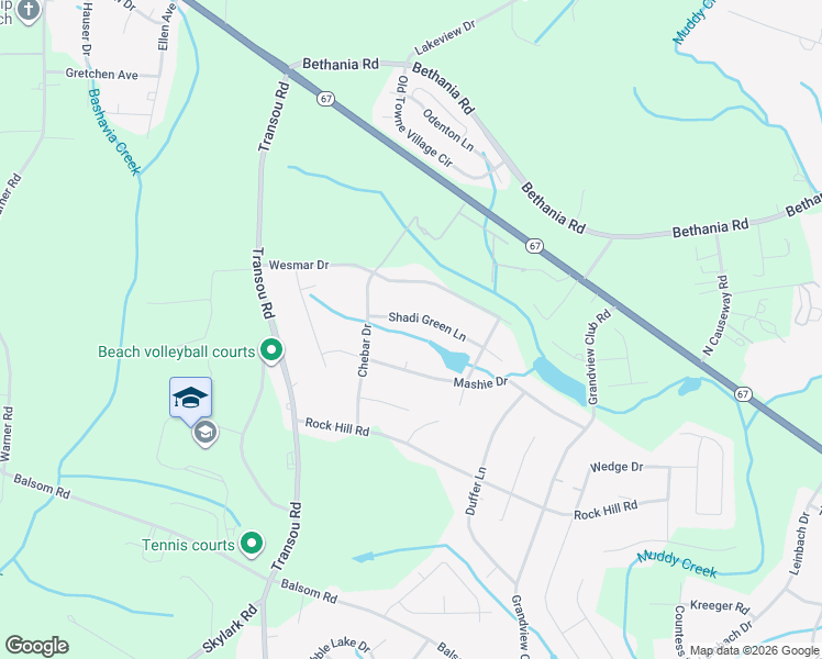 map of restaurants, bars, coffee shops, grocery stores, and more near 4370 Shadi Green Ln in Pfafftown