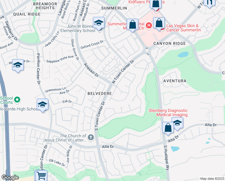map of restaurants, bars, coffee shops, grocery stores, and more near 109 South Buteo Woods Lane in Las Vegas