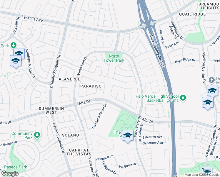 map of restaurants, bars, coffee shops, grocery stores, and more near 375 Las Lanzas St in Las Vegas
