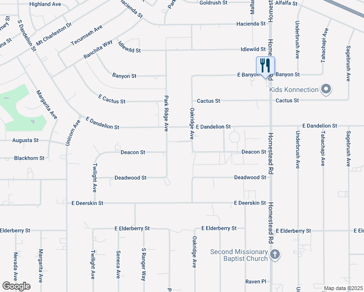 map of restaurants, bars, coffee shops, grocery stores, and more near 3080 Oakridge Avenue in Pahrump