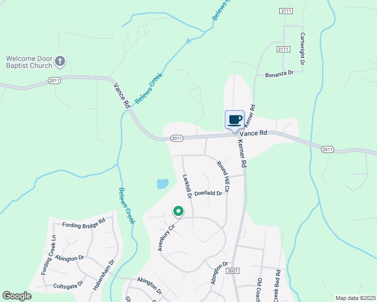 map of restaurants, bars, coffee shops, grocery stores, and more near 1777 Round Hill Circle in Kernersville
