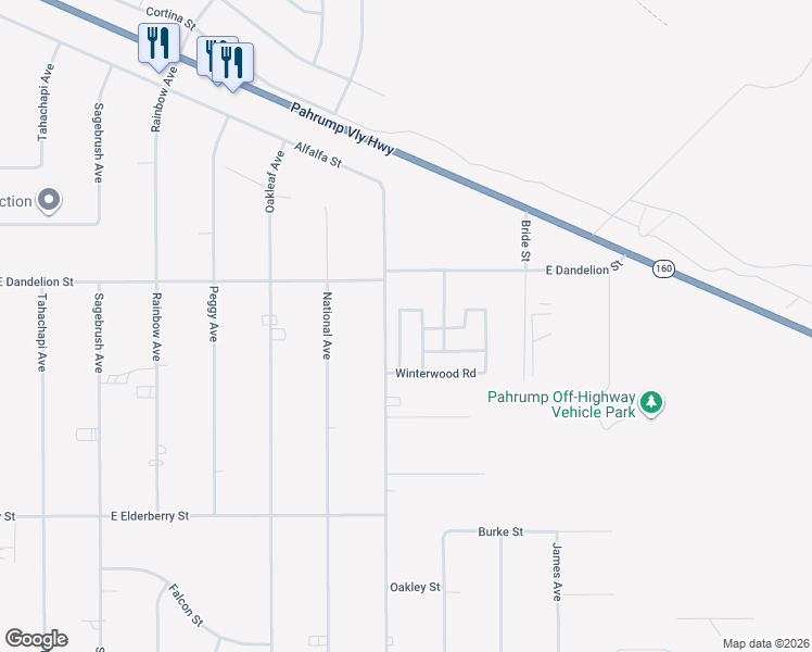 map of restaurants, bars, coffee shops, grocery stores, and more near 3121 Fallwood Street in Pahrump