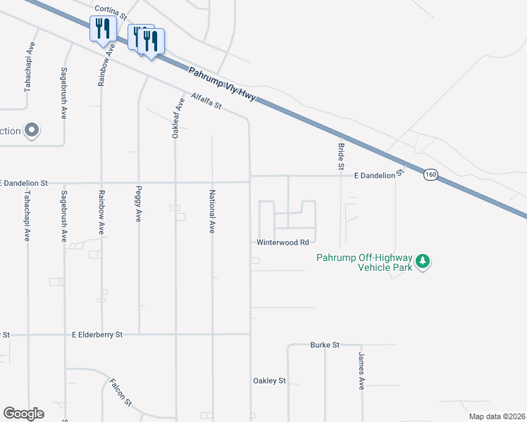map of restaurants, bars, coffee shops, grocery stores, and more near 3121 Fallwood Street in Pahrump