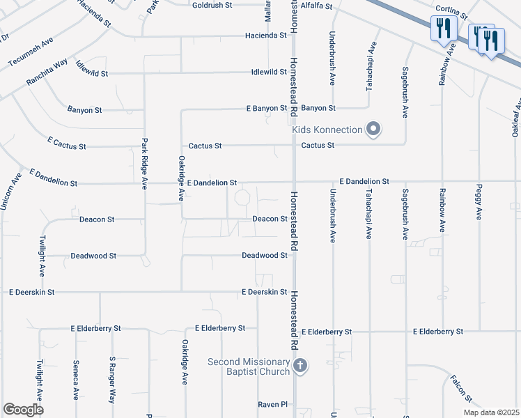 map of restaurants, bars, coffee shops, grocery stores, and more near 2890 Deacon Street in Pahrump