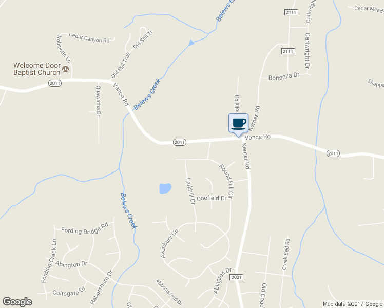 map of restaurants, bars, coffee shops, grocery stores, and more near 1777 Round Hill Circle in Kernersville