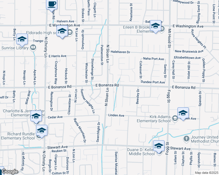 map of restaurants, bars, coffee shops, grocery stores, and more near 790 North Sloan Lane in Las Vegas