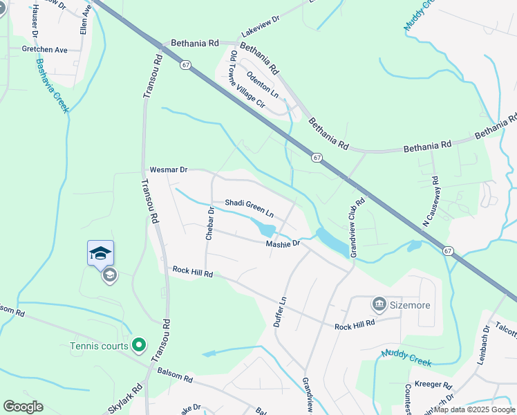 map of restaurants, bars, coffee shops, grocery stores, and more near Shadi Green Lane in Winston-Salem