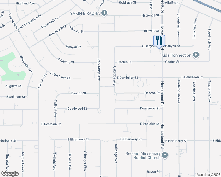 map of restaurants, bars, coffee shops, grocery stores, and more near 3080 Oakridge Avenue in Pahrump
