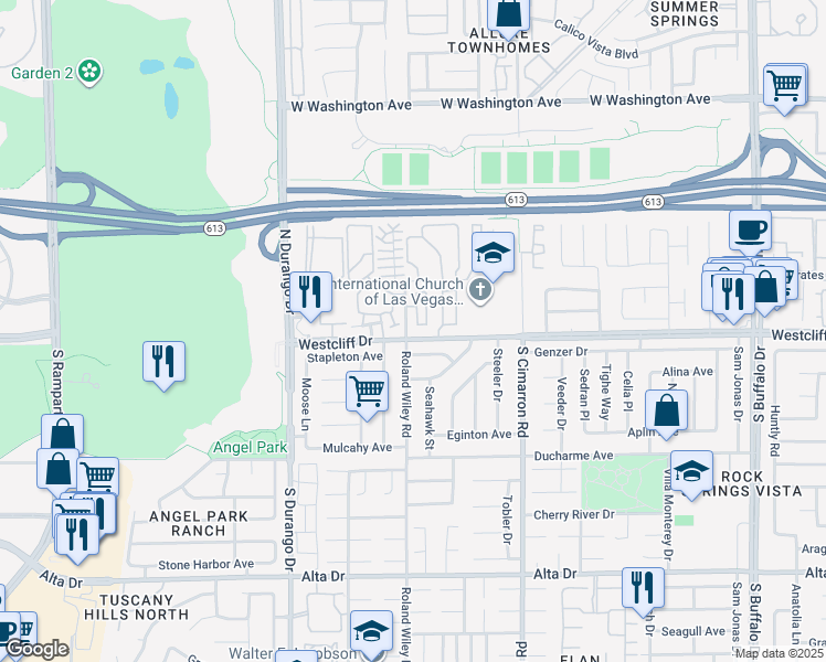 map of restaurants, bars, coffee shops, grocery stores, and more near 100 Lemon Glaze in Las Vegas