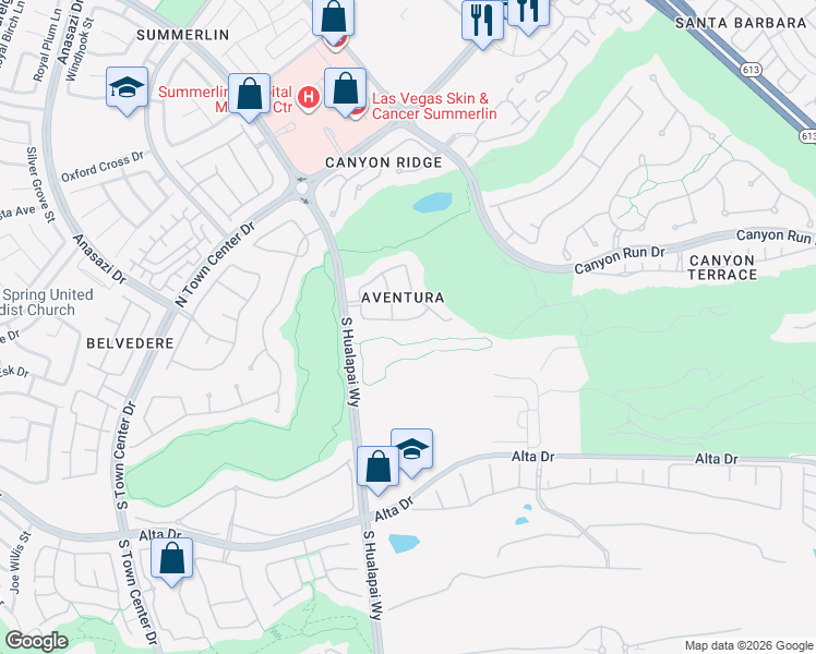 map of restaurants, bars, coffee shops, grocery stores, and more near 9921 Mirada Drive in Las Vegas