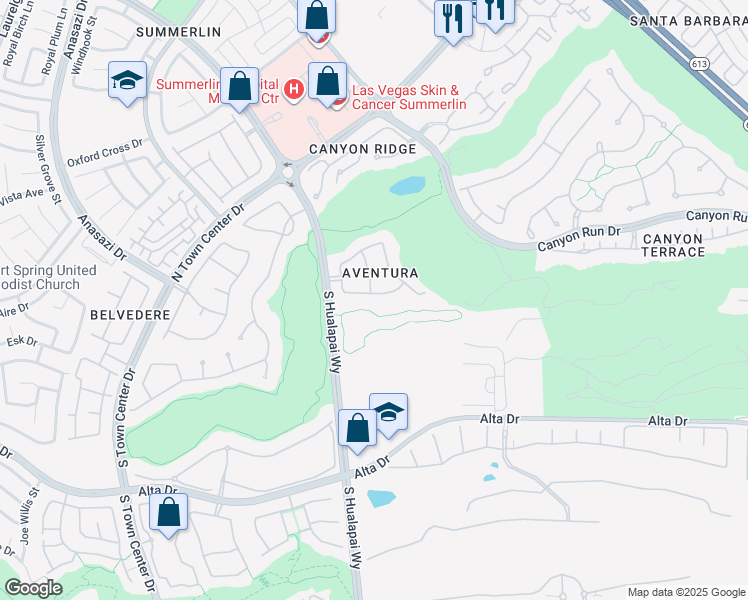 map of restaurants, bars, coffee shops, grocery stores, and more near 9921 Mirada Drive in Las Vegas