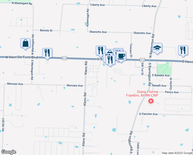 map of restaurants, bars, coffee shops, grocery stores, and more near 680 Dalla Rosa Avenue in Springdale