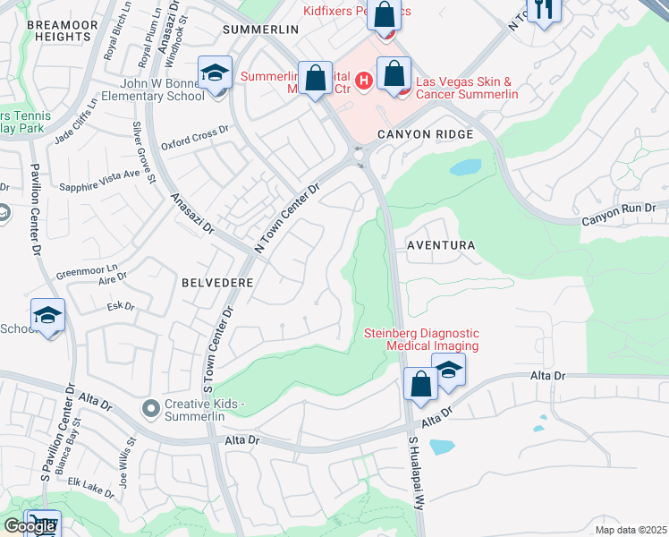 map of restaurants, bars, coffee shops, grocery stores, and more near 100 South Royal Ascot Drive in Las Vegas