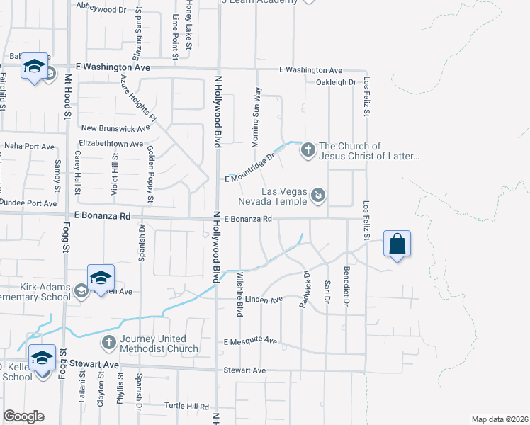 map of restaurants, bars, coffee shops, grocery stores, and more near 6828 East Bonanza Road in Las Vegas
