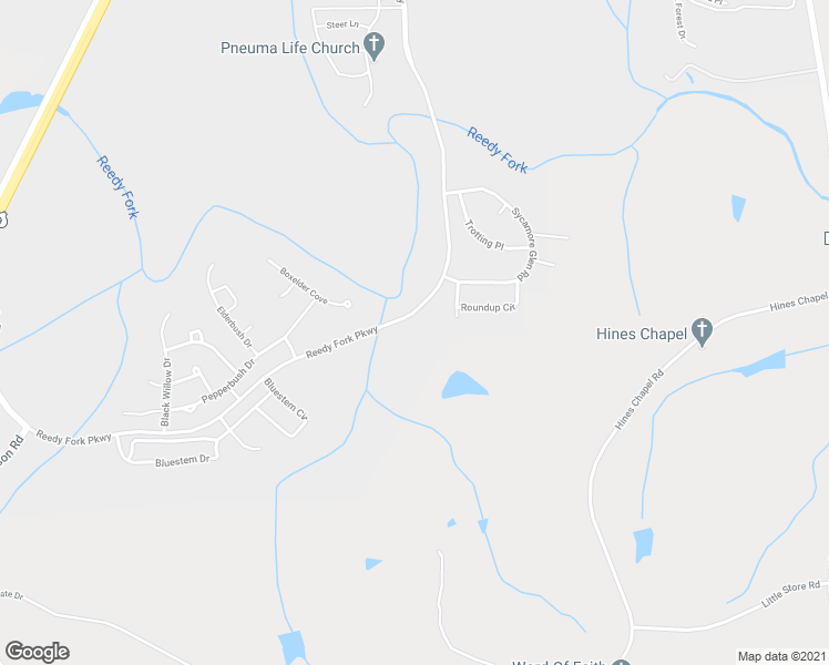 map of restaurants, bars, coffee shops, grocery stores, and more near 4334 Reedy Fork Parkway in Greensboro