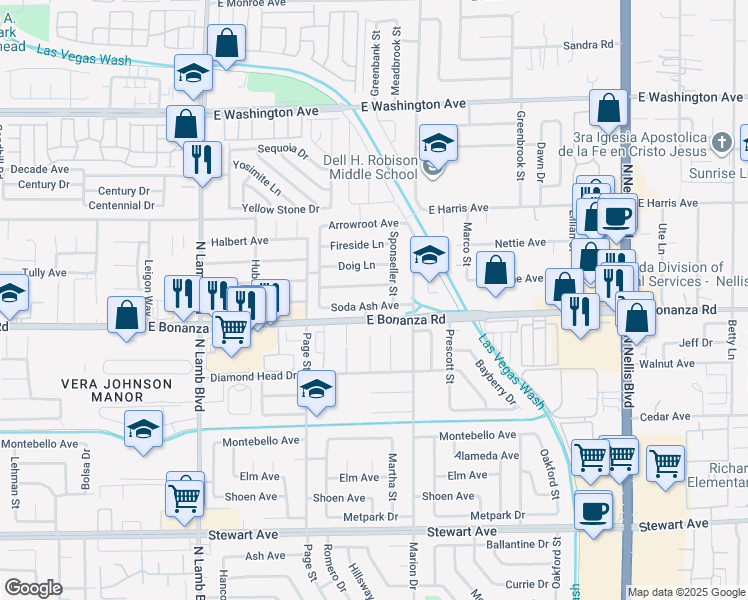 map of restaurants, bars, coffee shops, grocery stores, and more near 4617 Soda Ash Avenue in Las Vegas