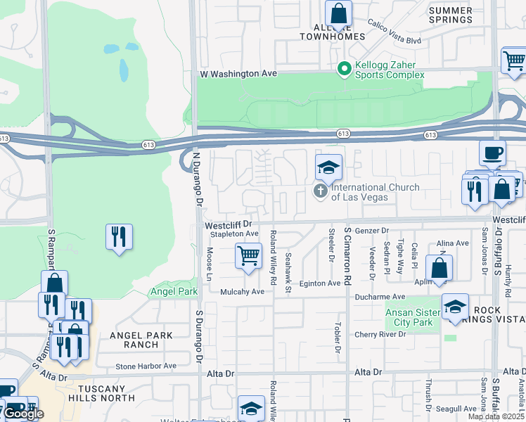 map of restaurants, bars, coffee shops, grocery stores, and more near 100 Lemon Glaze in Las Vegas