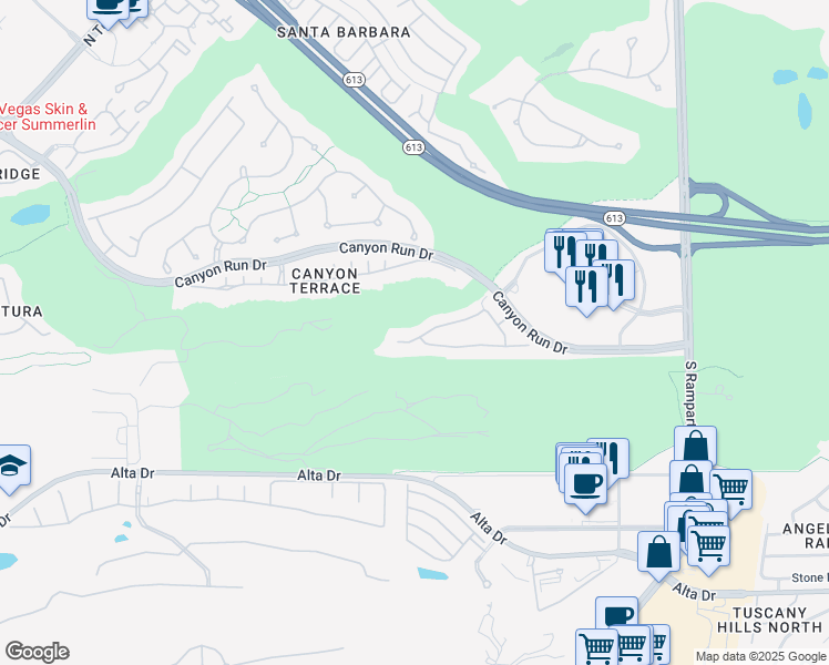 map of restaurants, bars, coffee shops, grocery stores, and more near 9215 Tesoras Drive in Las Vegas