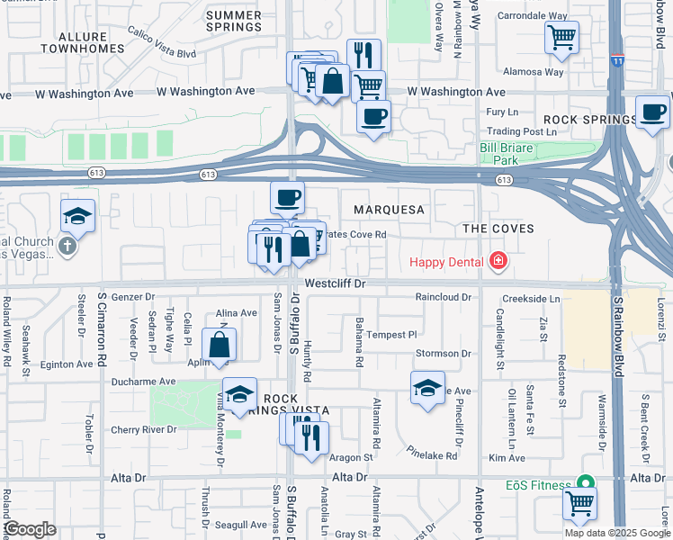 map of restaurants, bars, coffee shops, grocery stores, and more near 108 Dawn Isle Dr in Las Vegas