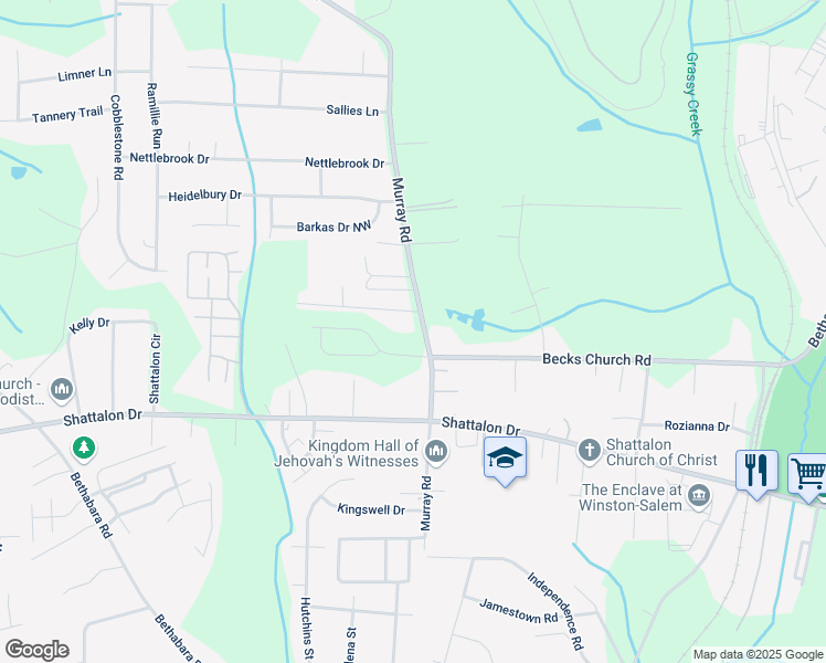 map of restaurants, bars, coffee shops, grocery stores, and more near 4826 Murray Road in Winston-Salem
