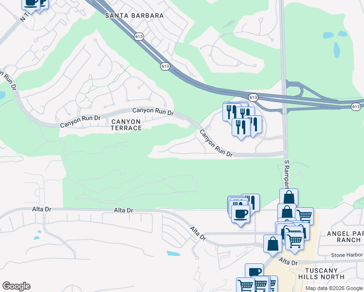 map of restaurants, bars, coffee shops, grocery stores, and more near 9205 Tesoras Drive in Las Vegas