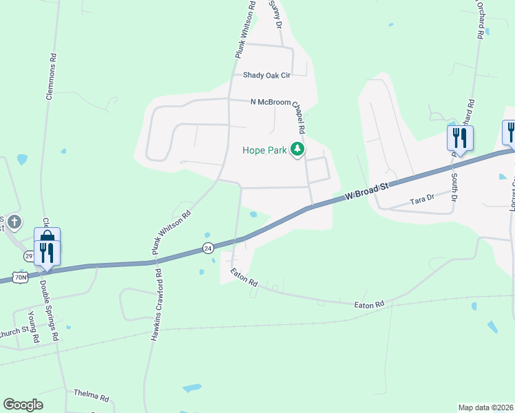 map of restaurants, bars, coffee shops, grocery stores, and more near 3864 McBroom Chapel Road in Cookeville
