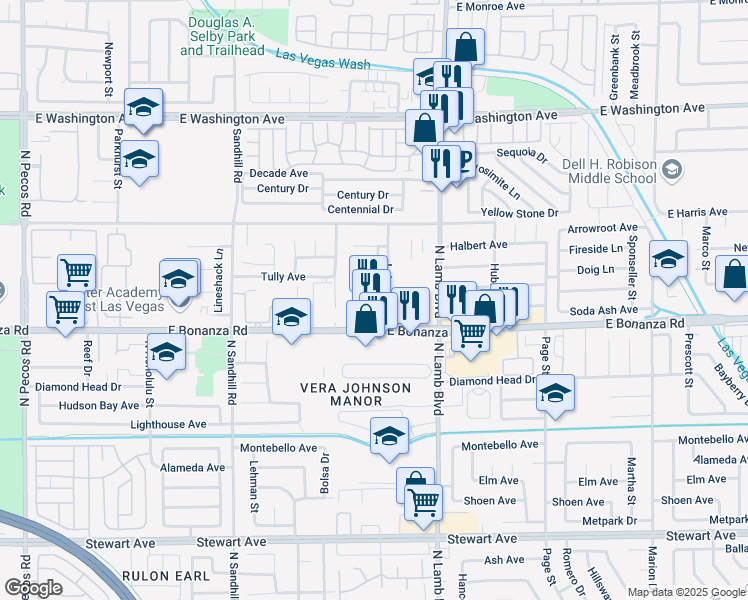 map of restaurants, bars, coffee shops, grocery stores, and more near 22 Leigon Way in Las Vegas