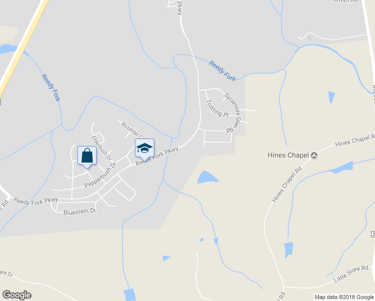 map of restaurants, bars, coffee shops, grocery stores, and more near 4344 Reedy Fork Parkway in Greensboro