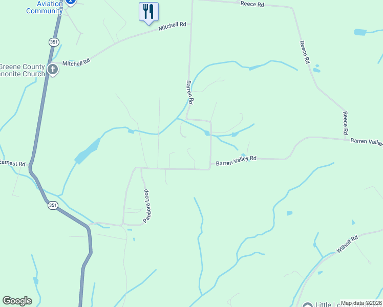 map of restaurants, bars, coffee shops, grocery stores, and more near 745 Barren Valley Road in Chuckey