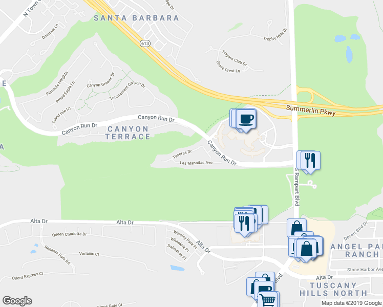 map of restaurants, bars, coffee shops, grocery stores, and more near 9204 Las Manaitas Avenue in Las Vegas