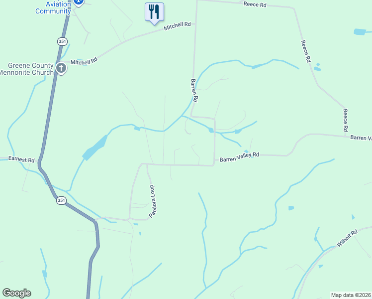 map of restaurants, bars, coffee shops, grocery stores, and more near 665 Barren Valley Road in Chuckey