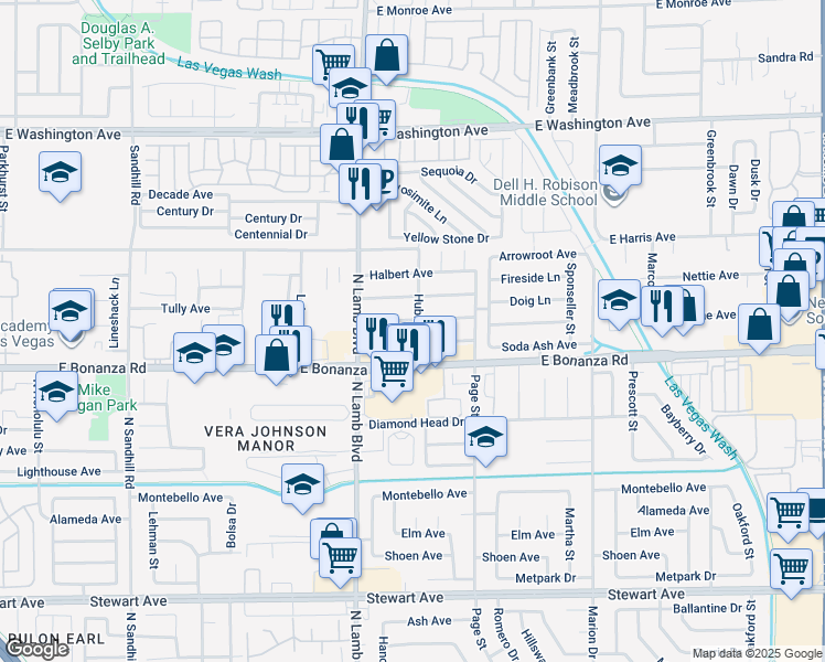 map of restaurants, bars, coffee shops, grocery stores, and more near 634 Bald Hill Court in Las Vegas