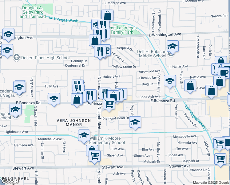map of restaurants, bars, coffee shops, grocery stores, and more near 634 Bald Hill Court in Las Vegas
