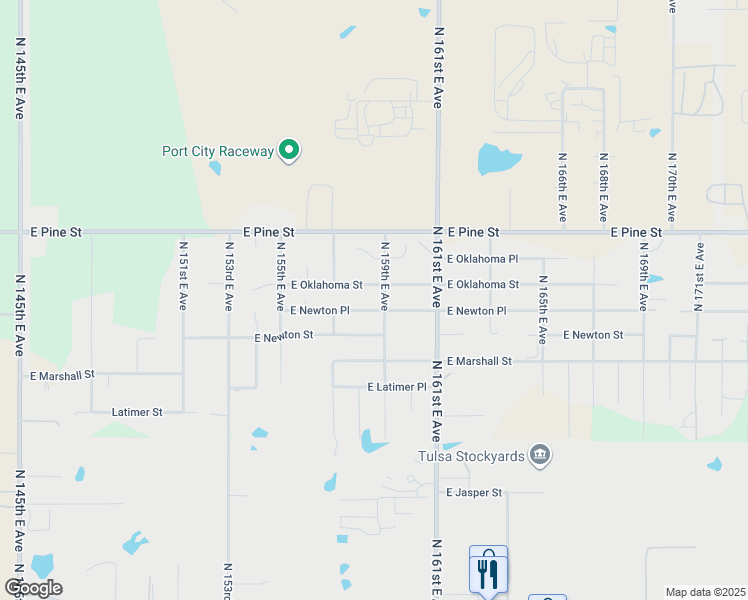 map of restaurants, bars, coffee shops, grocery stores, and more near 15804 East Newton Place in Tulsa