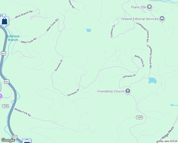 map of restaurants, bars, coffee shops, grocery stores, and more near 1071 Sorrento Dr in Blowing Rock