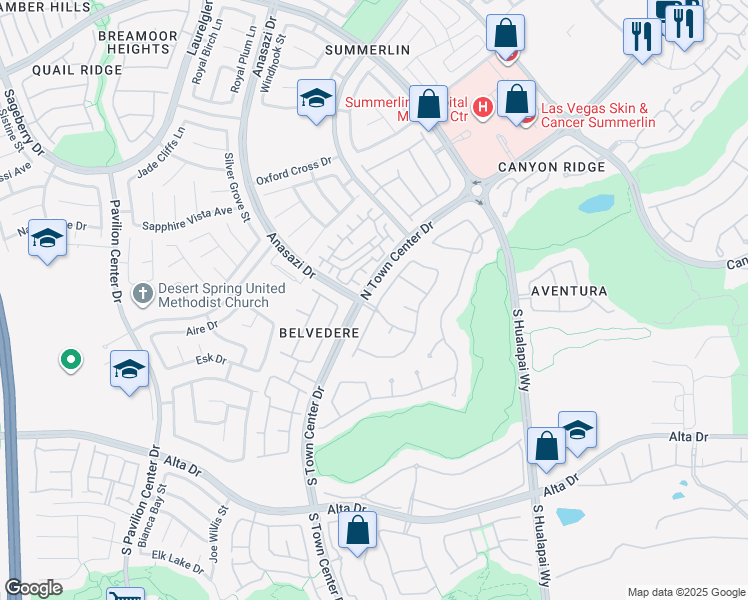 map of restaurants, bars, coffee shops, grocery stores, and more near 205 North Buteo Woods Lane in Las Vegas