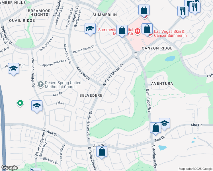 map of restaurants, bars, coffee shops, grocery stores, and more near 205 North Buteo Woods Lane in Las Vegas