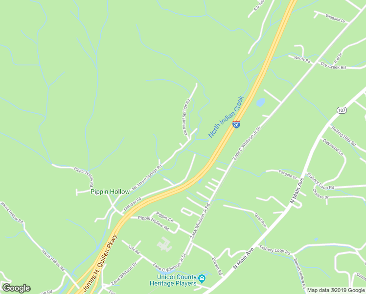 map of restaurants, bars, coffee shops, grocery stores, and more near 501 Tweetie Hill Road in Erwin