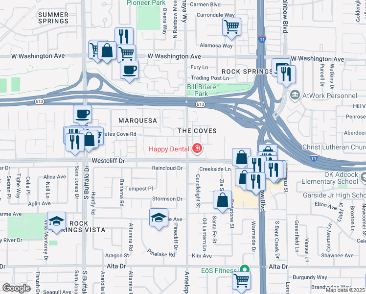 map of restaurants, bars, coffee shops, grocery stores, and more near 200 Fig Court in Las Vegas