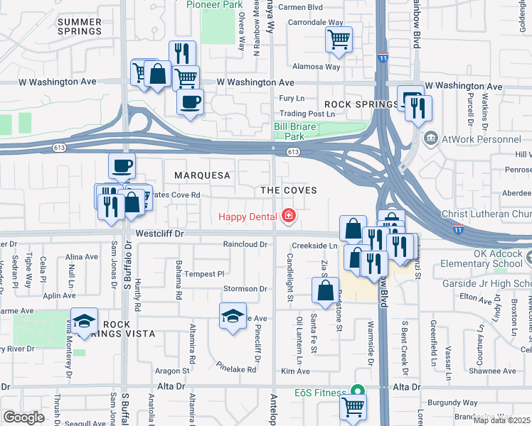 map of restaurants, bars, coffee shops, grocery stores, and more near 200 Fig Court in Las Vegas
